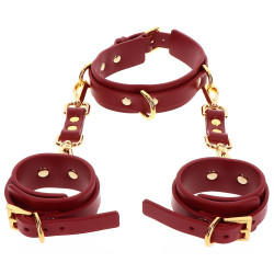 TABOOM Collier D-Ring avec Menottes de poignets Taboom Rouge